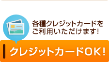 クレジットカードOK!　各種クレジットカードをご利用いただけます